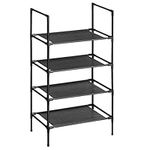 SONGMICS 4-Tier Shoe Rack, Shoe Storage Organizer with Metal Frame, Black ULSR004B02