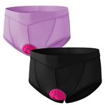 FEIXIANG Cycling Underwear for Women, 4D Padded Bike Bicycle Shorts Cycle Biking Riding Undershorts MTB Mountain, Black+Purple-New, Small