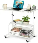 Laptop Desk Adjustable Desk Small Standing Desk Home Office Desks for Small Spaces Portable Desk Table for Bedrooms, 31.5" White Uplift Student Study Desk Mobile Rolling Computer Work Desk on Wheels