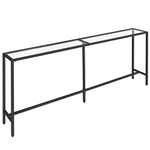 MAHANCRIS 180 cm Console Table, Tempered Glass Sofa Table, Behind Couch Table, Narrow Entryway Table for Hallway, Living Room, Black CTH18B01Z