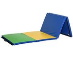 Soozier 4'x10'x2'' Folding Gymnastics Tumbling Mat, Exercise Mat with Carrying Handles for Yoga, MMA, Martial Arts, Stretching, Core Workouts, Multi Color