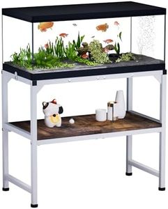 Azaeahom 10-20 Gallon Fish Tank Stand, Metal Aquarium Stand with Adjustable Non-Slip Foot and Wooden Shelf, Reptile Tank Stand Easy to Assemble for Home Office, Firm and Steady(Tank not Included)