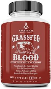 Ancestral Supplements Grass Fed Blood is Blood, Liver & Spleen Formula, 500mg, Grass Fed Beef Supplement, Red & White Blood Cell Formation, Immune and Heart Health Support, Non GMO, 180 Capsules