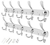 GlazieVault Coat Hooks for Wall - Stainless Steel Racks (2 Pack) - Heavy Duty Wall Mounted - Premium Design Rust Free Hanger Wall for Robe and Clothes