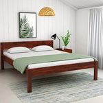 DK FURNITURE™ Double Cot - 1 Year Warranty - Wooden Queen Size Bed Without Storage for Bedroom Wooden Base for Beds for Bedroom- (Solid Sheesham Wood, Honey Oak Finish)