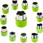 Supvox® 12Pcs Cookie Cutter Shapes Set, Stainless Steel Fruit Cutter, Shapes Embossing Mold, Bread Sandwich Cutter for Kitchen, Pastry Mold, Baking Mold (Green)