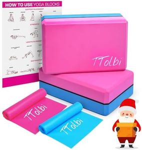 Premium Yoga Blocks 2 Pack with Resistance Bands & Free Guide: Non Slip EVA Foam Block - Ideal Stretching Equipment for Home Workouts, Dance, Gymnastics, Pilates, Exercise - Stretch Strap Stuff Props