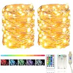 Zcdl Lamp LED Fairy Lights 2 pack 18ft 50Led String Lights for Indoor Bedroom, Twinkle Lights with Remote and USB, 16 Color with 4 Modes for Indoor Wedding Christmas Halloween Party Decoration