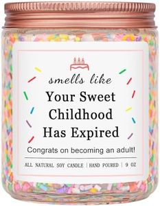 Homsolver 18th Birthday Gifts for Girls, 18th Birthday Decorations Candles Gifts for 18 Year Old Girls, Your Childhood Has Expired Handmade Candles (Vanilla Birthday Cake Scent with Sprinkles)