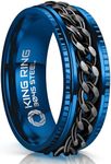 King Ring 8mm Super Spinner Ring – Premium Stainless Steel Fidget Ring for Men & Women K06 – Blue Black 9