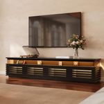 POVISON 94.49'' Fully Assembled TV Stand with Adjustable LED Lights, Black