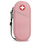 SITHON EpiPen Medical Carrying Case Insulated, Travel Medication Organizer Bag Emergency Medical Pouch Holds 2 EpiPens, Asthma Inhaler, Anti-Histamine, Auvi-Q, Allergy Medicine Essentials, (Pink)