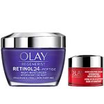 Olay Regenerist Retinol 24 + Peptide Night Face Moisturizer with Vitamin B3, Niacinamide, Fragrance-Free, 50 mL + Micro-Sculpting Cream, Travel Size, 15 mL