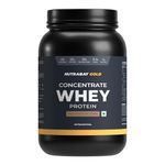 Nutrabay Gold 100% Whey Protein Concentrate with Digestive Enzymes - 25g Protein, 5.3g BCAA, 3.9g Glutamic Acid - 1Kg, Rich Chocolate Crème