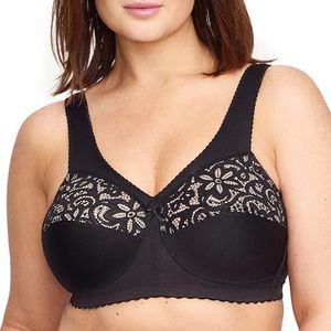 Glamorise Women's Plus Size MagicLift Cotton Support Bra Wirefree #1001, Black, 36C