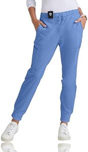 BARCO Grey's Anatomy Scrubs - Kira Scrub Jogger for Women, Yoga Style Mid-Rise Soft Touch Fabric Women's Scrub Pant, Ciel Blue, X-Small Petite