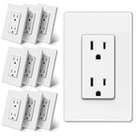 BESTTEN 15 Amp Decorator Wall Receptacle Outlet with Mid-Size Screwless Wallplate, Non-Tamper-Resistant Electrical Outlet, 15A/125V/1875W, Residential and Commercial Use, cUL Listed, White, 10 Pack