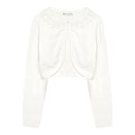 Bolerose Girls Long Sleeve Floral Lace Bolero Cardigan Kids Shrug Cover Up (Ivory, 9-10 Years)