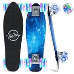 BELEEV 22 inch Skateboards for Kids, Cruiser Skateboard for Girls Boys Teens Adults Beginners, LED Light up Wheels, Mini Skateboards Classic Complete Skate Board with Skate T-Tool, Max Load 220 lbs