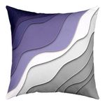 Fashion Ombre Geometry Reversible Print Pillow Cover 18"x18" for Bed or Sofa,Abstract Style Oil Painting Decorative Cushion Cover,Purple Grey Gradient Flag Waves Pattern Single Pack Couch Pillow Cover