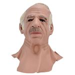 FTVOGUE Masquerade Costumes,Old Man Mask Halloween Latex Human Wrinkle Face Head Cover Costume Party Cosplay Props