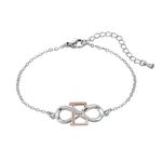 KunBead Infinity Initial E Letter Bracelet Rose Gold Alphabet Love Bracelets Stainless Steel Adjustable Birthday Bracelet