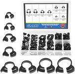 Glarks 121Pcs 8 Size Heavy Duty Black Double Gripping Nylon Hose Clamps Set, 6.1-26.1mm Plastic Snap Ratcheting Clamps Assortment Kit (Black 121Pcs)