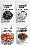 Pramix Cake Decorative Combo of Sprinkles (Rainbow Sprinkles,Brown Sprinkles), Dark Chocolate Chips and Milk Chocolate Chips 200gm (Each Pack Of 50gm)