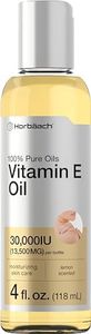 Horbäach Vitamin E Oil For Skin 30,000 IU | 4 fl oz | 100% Pure Oils | Moisturizing Oil | Non-GMO, Vegetarian | Lemon Scented