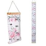 Height Growth Chart for Kids- Pink Flower Design Measurement Chart Hanging Wall Decor for Boy Girl Nursery Portable Canvas Hanging Wall Height Chart Toddlers Growth Chart Room Decor (8 x 79)