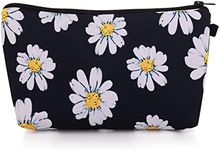 Sibba Canvas Cosmetic Bag Handbag Small Pouch Purse Case Toiletry Organizer Storage Beauty Makeup Travel Accessory(Black Sunflower)