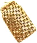 Women's Metal Mesh Eyeglasses Case with Kiss Lock Closure (Gold)