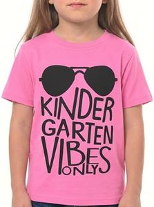 Unique Baby Girls Kindergarten Vibes Only Back to School T Shirt (4t, Pink)