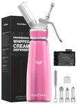 Whipped Cream Dispenser, Aluminum Cream Whipper 500mL, Homemade Whipping Cream Maker, N2O Chargers Not Included,Dishwasher Safe,Pink
