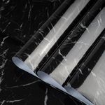 TOTIO 48x157in Ultra-wide Black Marble Vinyl Wrap Dark Granite Effect Vinyl Self Adhesive Wallpaper Glossy Thicken Countertop Contact Paper Peel and Stick Waterproof Oil-Proof Kitchen Worktop Covering