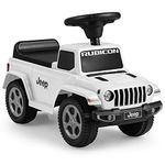 GYMAX Toddler Ride On Car, Licensed Jeep Sit On Toy Cars with Under Seat Storage, Horn & Engine Sound, Outdoor Indoor Kids Foot to Floor Sliding Car for 18-36 Months Boys Girls (White)