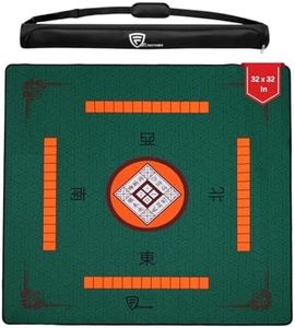 Feltectors Mahjong Mat for Table, 32 x 32 Inches Neoprene Rubber Anti Slip and Noise Reduction Gaming Mat for Mah Jongg with Storage Case(Green)