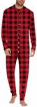 Ekouaer Mens Union Suit Pajamas Red