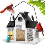 FIMOFIDRE Solar Bird Feeders House for Outdoors Hanging, 7LBS Large Capacity Metal Wild Bird Feeder Squirrel Proof for Outside with Water Cup, Cardinal Birdfeeder Birdhouses Gift for Bird Lovers