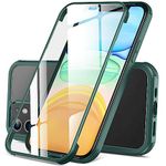 DOSNTO Double Sided Clear Case for iPhone 11 (6.1''), Front and Back Full Body 360 Shockproof Drop Protection Phone Case Built-in Tempered Glass Screen Protector Rugged Phone Cover, Dark Green