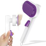 Sebtle Cat Dog Brush,Pet Grooming Comb,Self Cleaning Cat Dog Slicker Brushes for Shedding, Pet Grooming Tool, One Click to Clean-purple