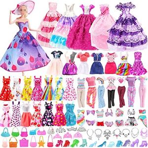 Chennyfun 49 Vêtements & Accessoires de Poupée 4 Robes Chic + 5 Robes de soirée + 5 Tenues(Top+ Pantalons/Jupe) + 3 Maillots de Bain + 10 Chaussures + 22 Accessoires pour Poupée Fille de 11,5 Pouce