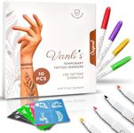 Vanli's 10 Original Temporary Tattoo Markers For Skin, Temporary Tattoo Pens with 30 Unique Stencils. Stocking Stuffers for Teens, Boys, Girls, Women.