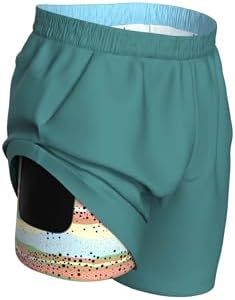 Shinesty Hammock Support Pouch Workout Shorts | 7" Men's Compression Shorts (US, Alpha, Small, Regular, Regular, 9", Teal/Trout)