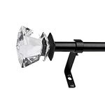 WL.Rocaille 3/4" Acrylic Crystal Ball Decorative Adjustable Curtain Rod 28-48 Inch, Black