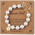 JRYFAC Initial Charms Bracelet Wedding Gifts Wedding Gifts Rhinestone Pearl Bracelet Charm Bracelets for Women Flower Charm Bracelets, Large, Crystal, stone