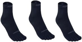 Achsoo 3 Pairs Five Finger Toe Socks Running Anti-Blister Sweat Wicking Quick-dry Breathable Sport Socks Crew Socks (Style C 3 Pairs/Quarter - Black - L (Size 8-10.5))