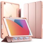 JETech Detachable Case for iPad 9/8/7 (10.2-Inch, 2021/2020/2019 Model, 9th/8th/7th Generation) with Pencil Holder, Removable Magnetic Cover Trifold Stand Clear Back, Auto Wake/Sleep (Rose Gold)