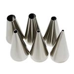 6pcs Round Piping Nozzles Set Stainless Steel Icing Piping Tips 6 Sizes Frosting Tips for Pastry, Dessert, Cake Decorating Supplies Baking Set Tools