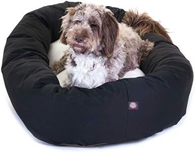 52 inch Black & Sherpa Bagel Dog Bed by Majestic Pet Products